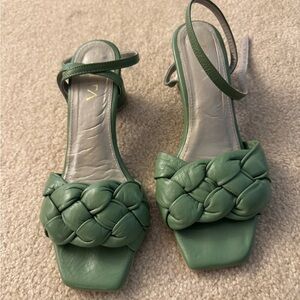 Elegant Green Braided Heels